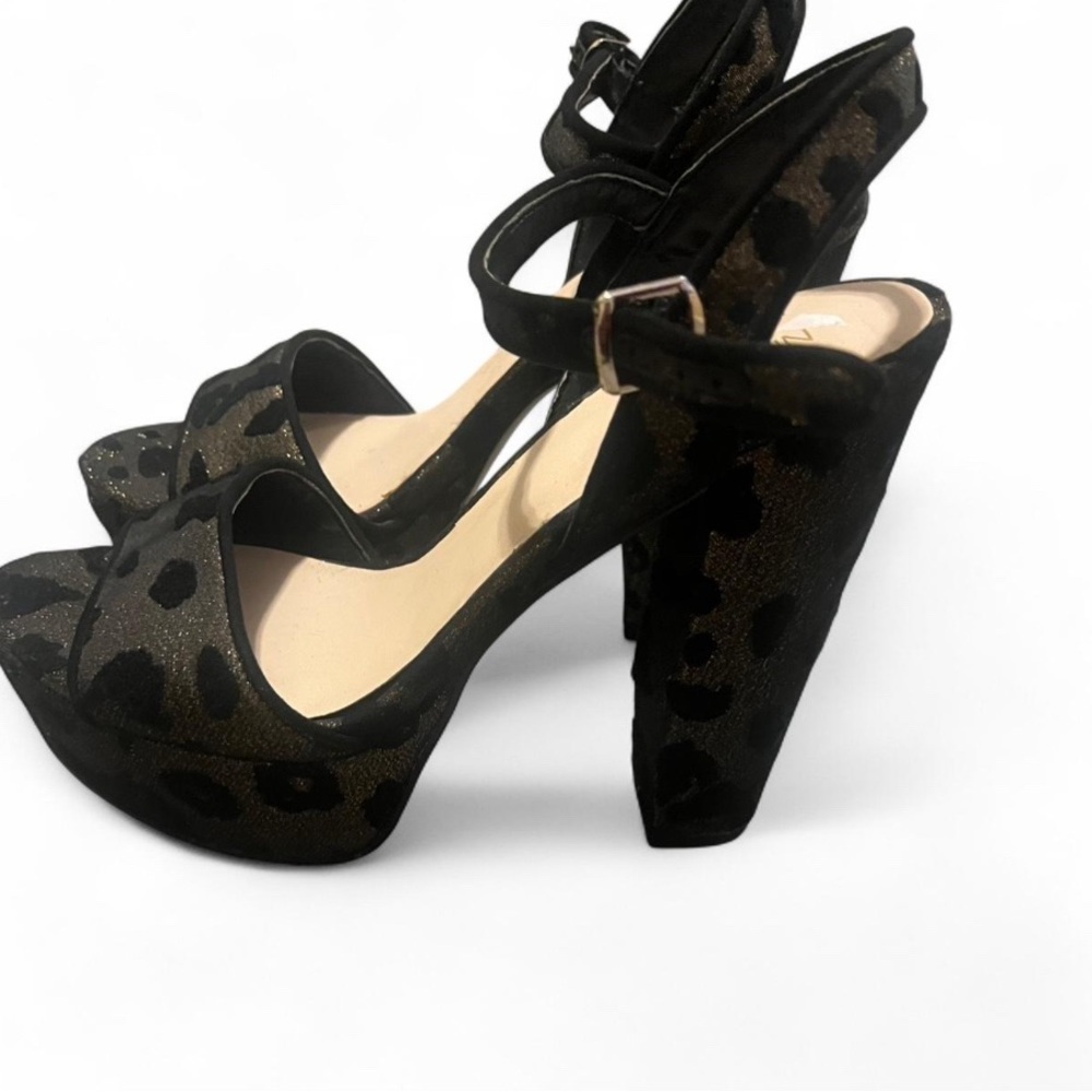 Nine West Black Leopard Platform Heels